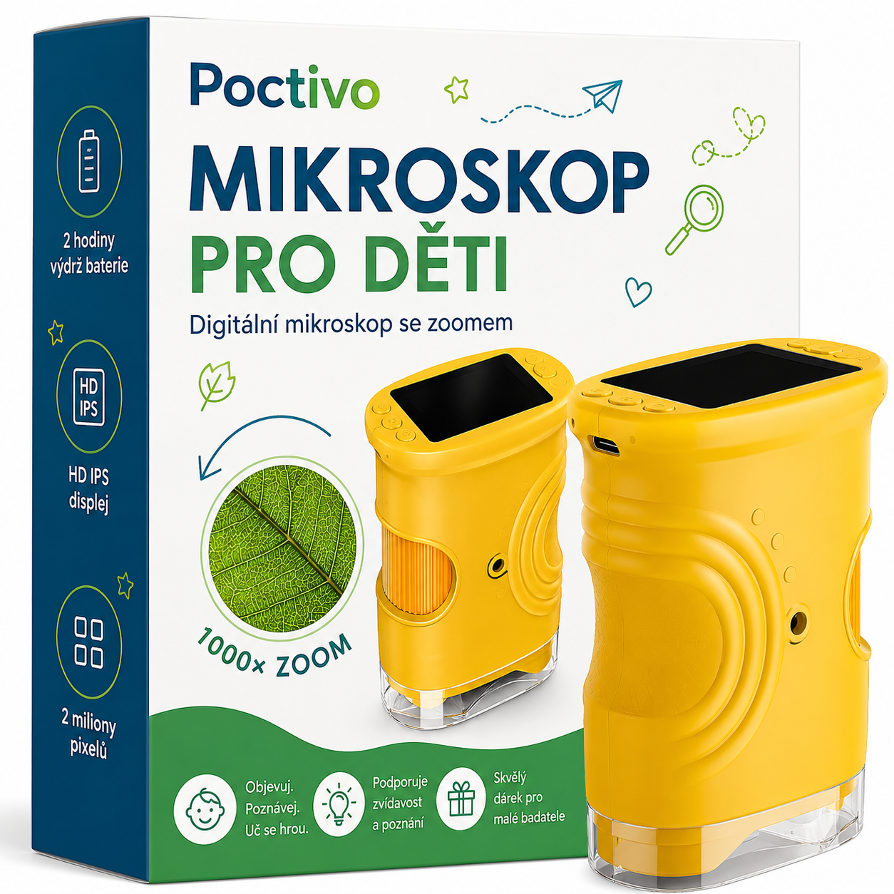Dětský digitální mikroskop s 1000× zvětšením | Poctivo