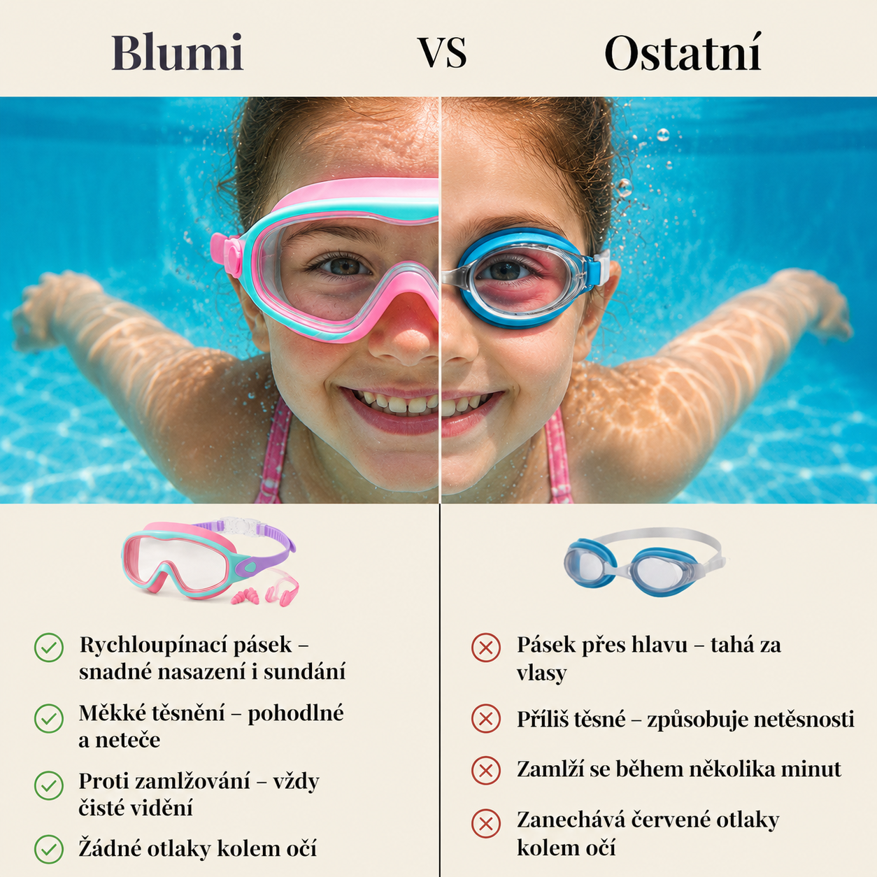 AquaKlid™ Dětské plavecké brýle