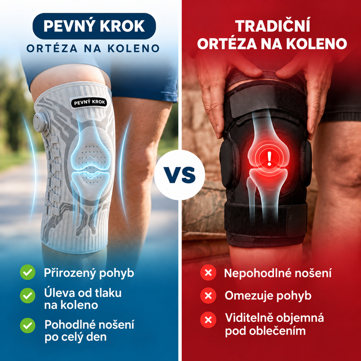 Pevný Krok™ kolenní ortéza s nastavitelnou oporou