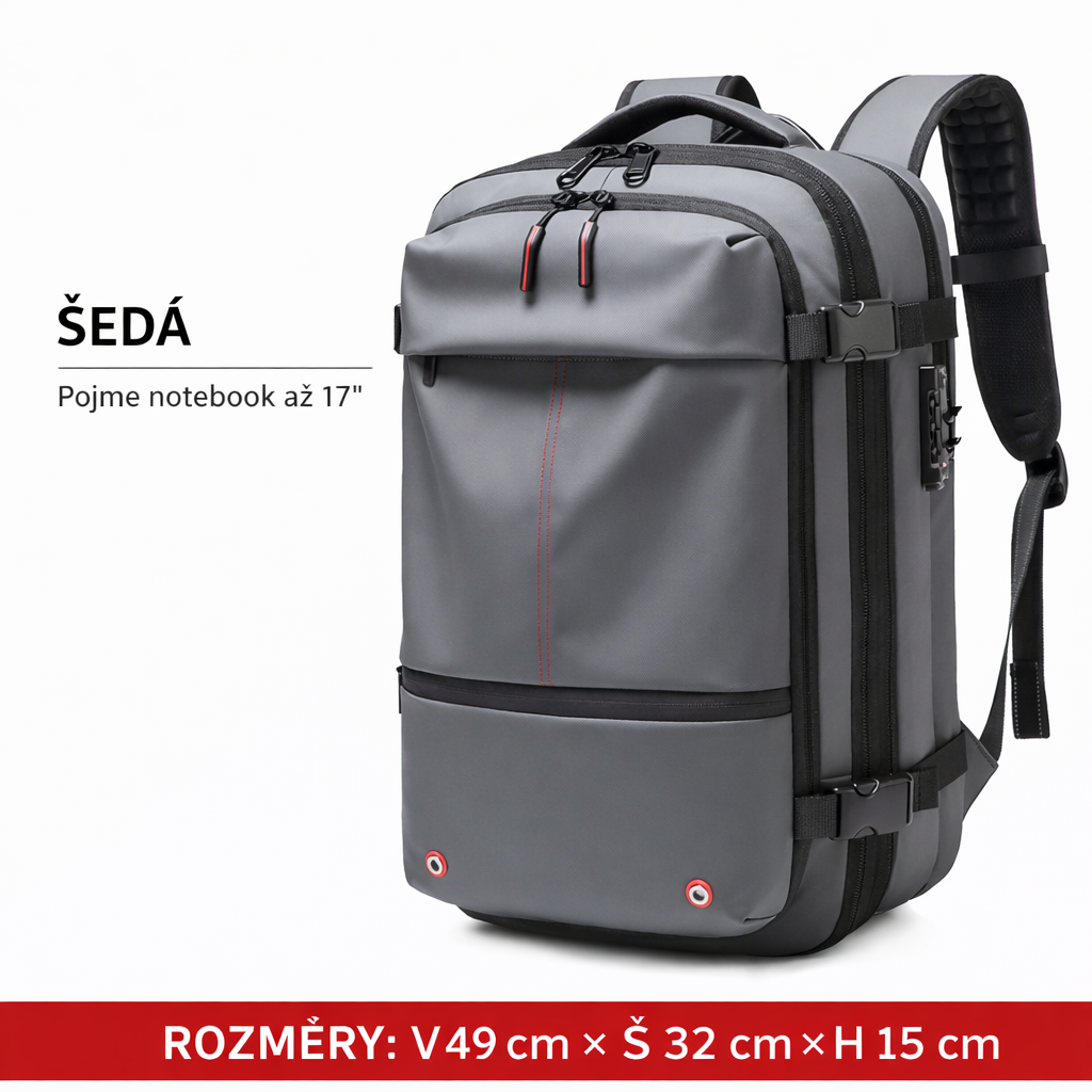 Vakuový cestovní batoh s rozšířením