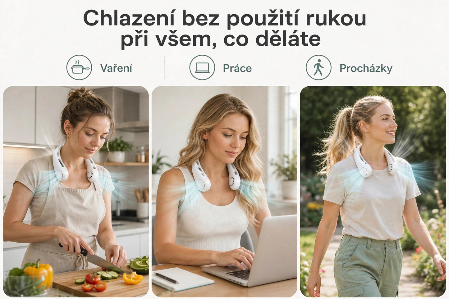 Vánek™ – přenosný ventilátor na krk | Poctivo