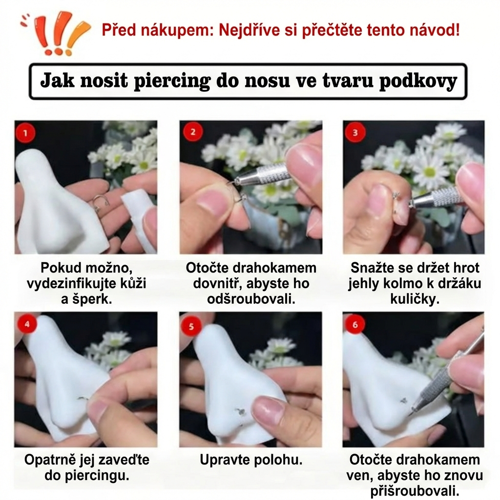 Nosní piercing ve tvaru podkovy