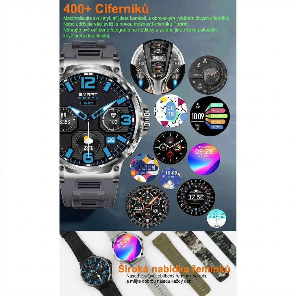 Orvion V69 chytré hodinky – Bluetooth volání, 100+ režimů, IP68