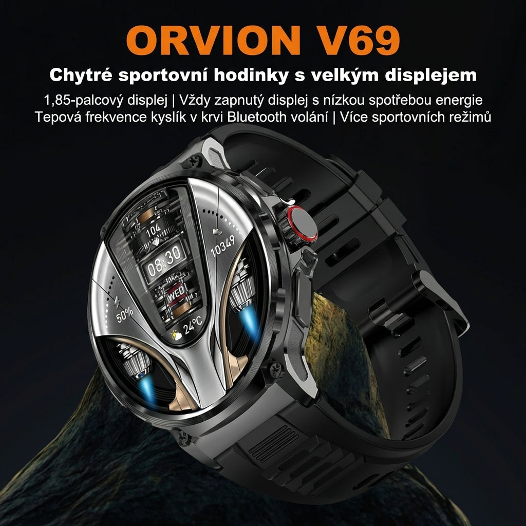Orvion V69 chytré hodinky – Bluetooth volání, 100+ režimů, IP68