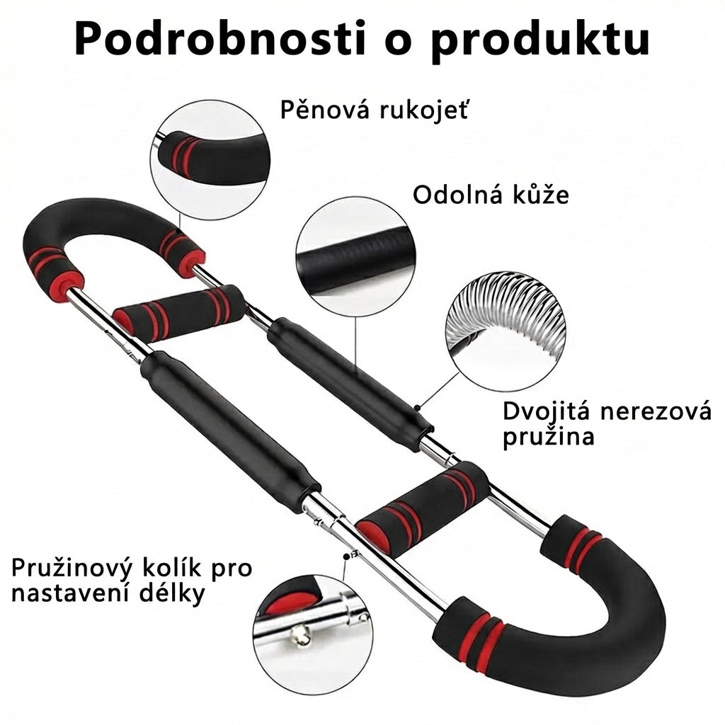 U-čočkovitý nastavitelný posilovač pružinového ramene