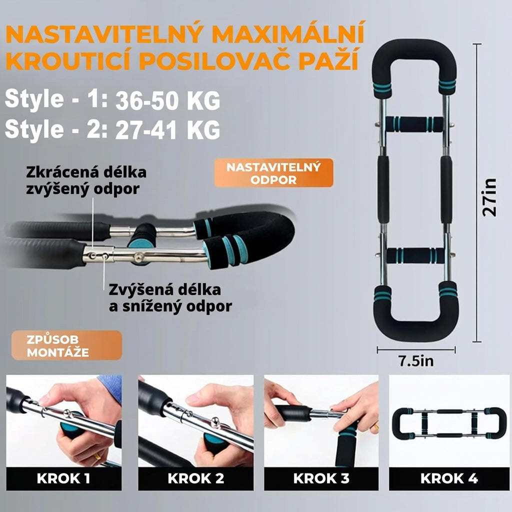 U-čočkovitý nastavitelný posilovač pružinového ramene