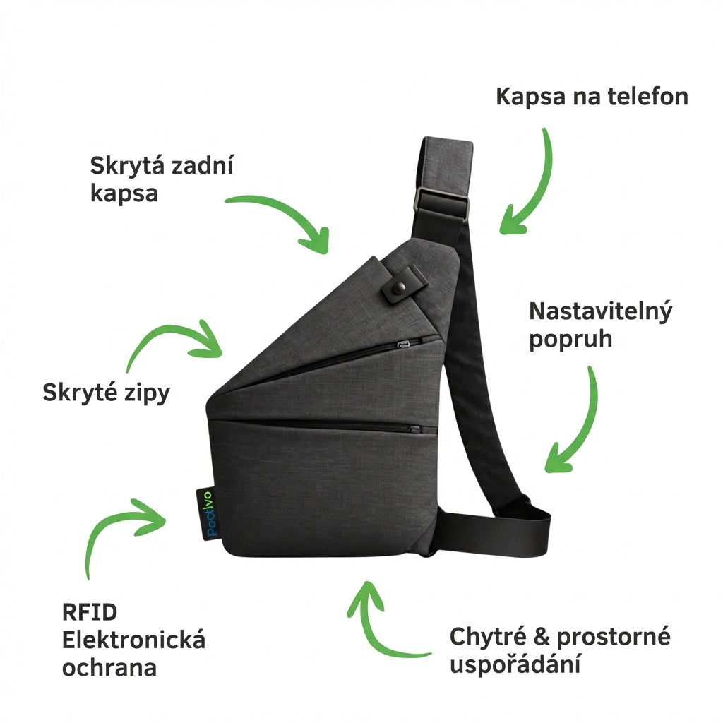 Crossbody taška proti krádeži