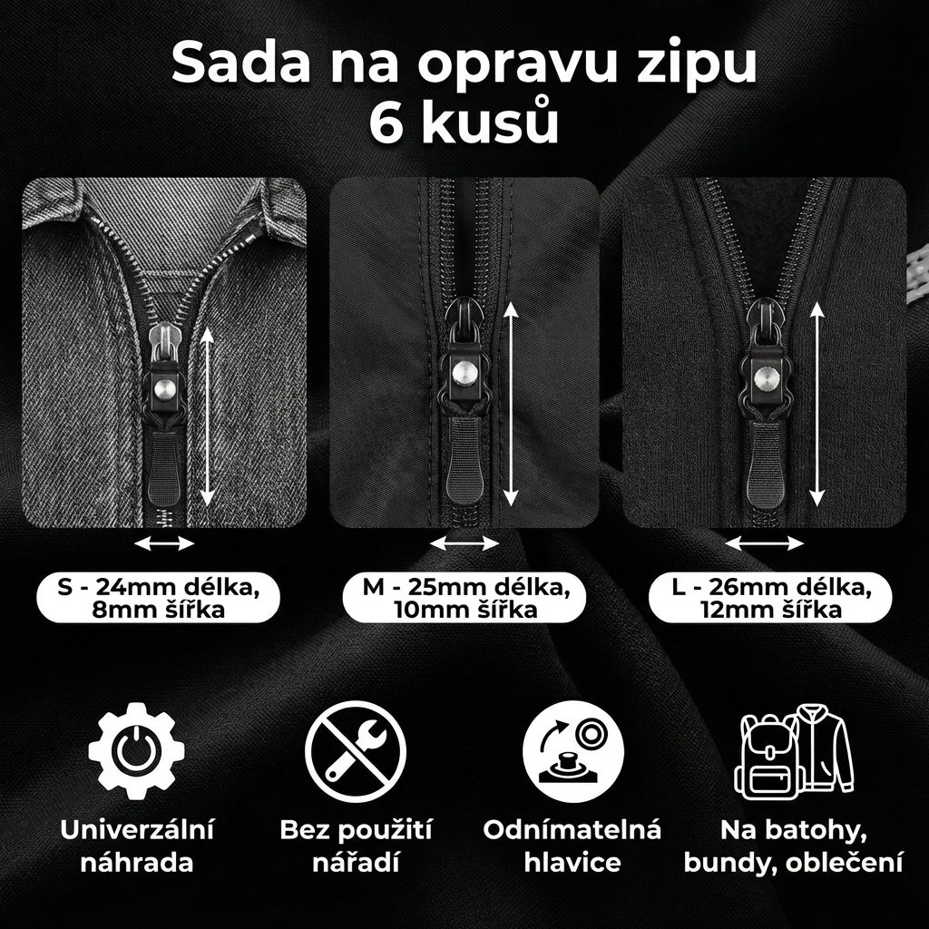 Sada na opravu zipu (5 ks / 10 ks) | Okamžitá oprava bez výměny