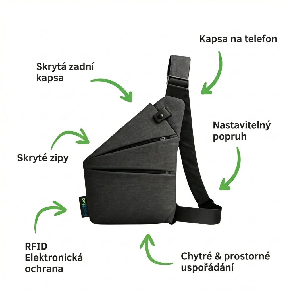 Crossbody taška proti krádeži