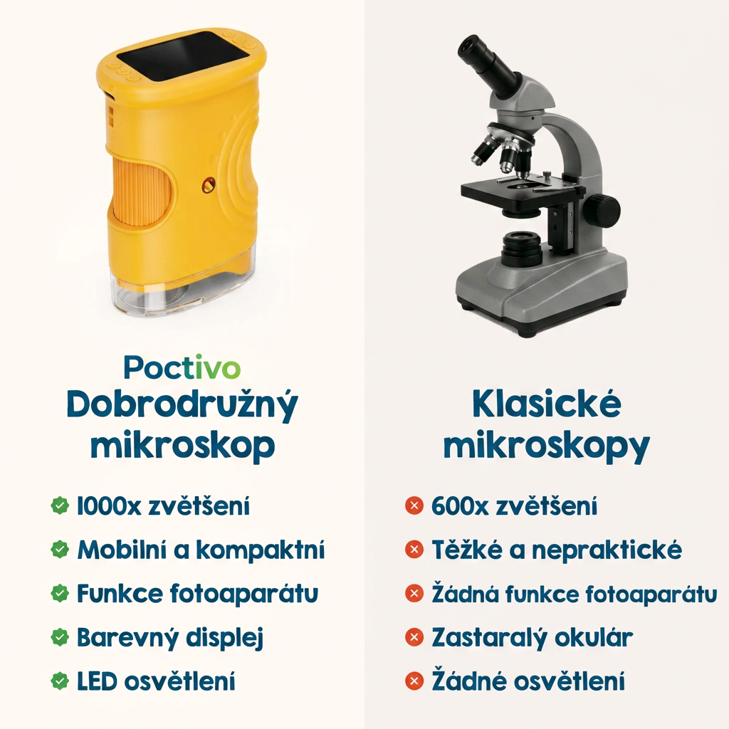 Dětský digitální mikroskop s 1000× zvětšením | Poctivo