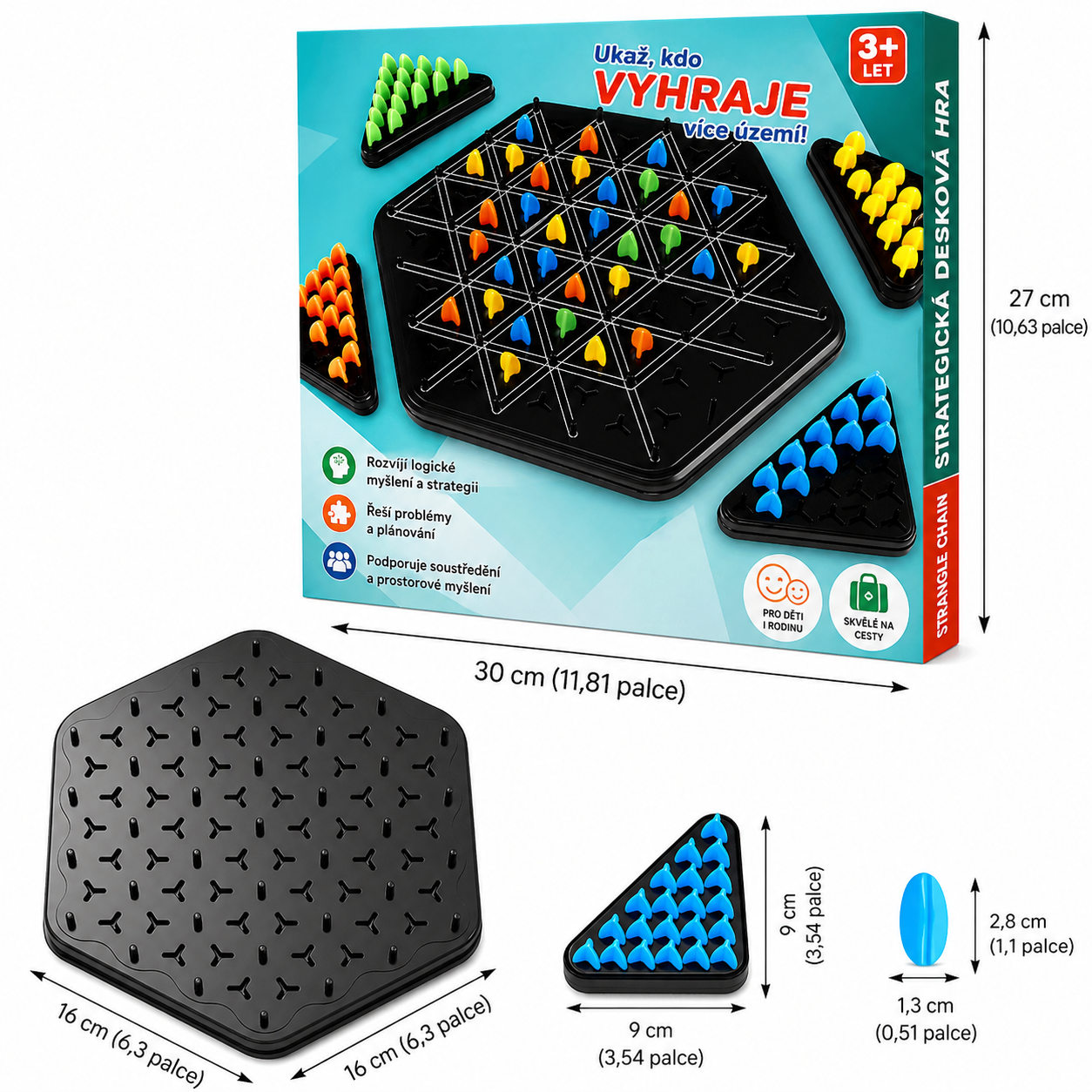 Strategická desková hra Triangle Chain pro děti i rodinu