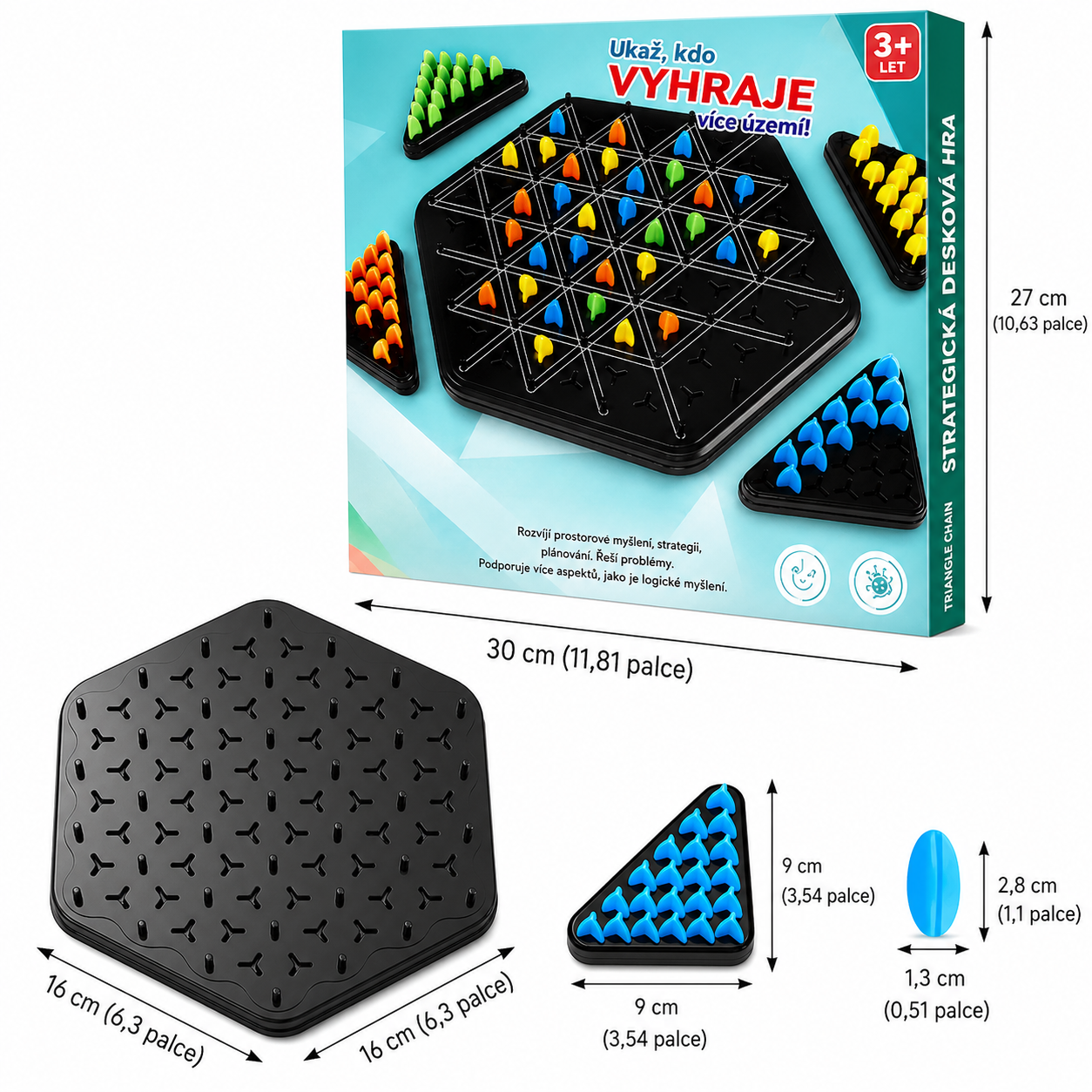 Strategická desková hra Triangle Chain pro děti i rodinu