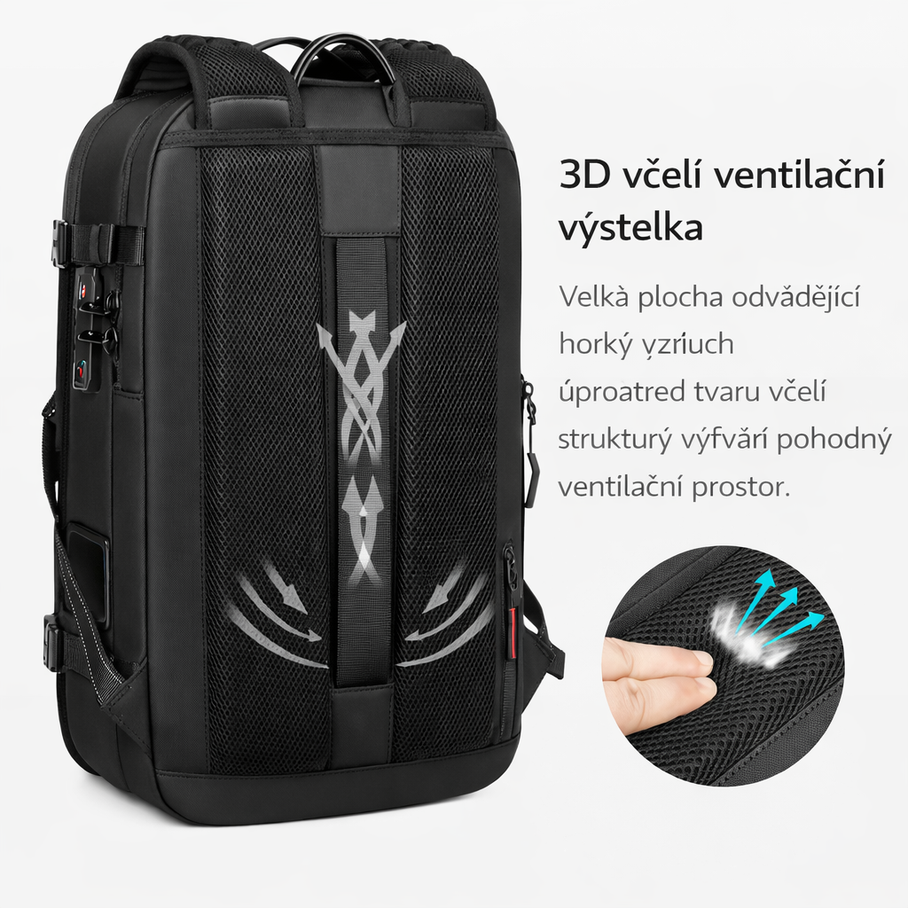 Vakuový cestovní batoh s rozšířením
