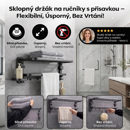 Sklopný držák na ručníky s přísavkou bez vrtání | Poctivo