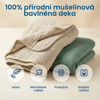Jemná mušelínová deka 100% bavlny